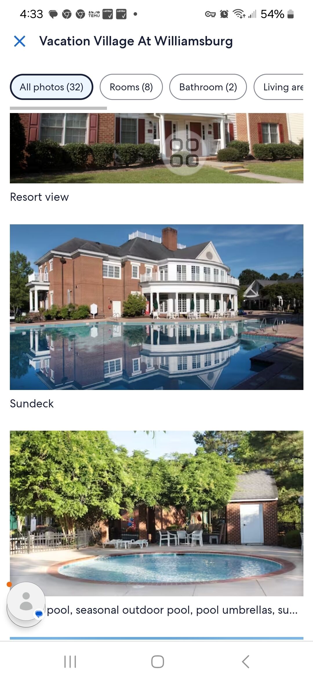 Christmas Resort week near Busch Gardens VA. Fully furnished villa sleeps 6.